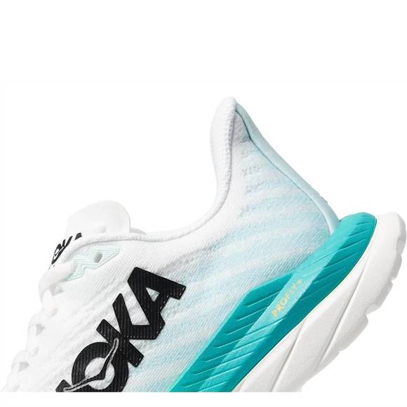 NEW HOKA women's mach 5 running shoe ( b width ) in white/ blue glass - Picture 4 of 4